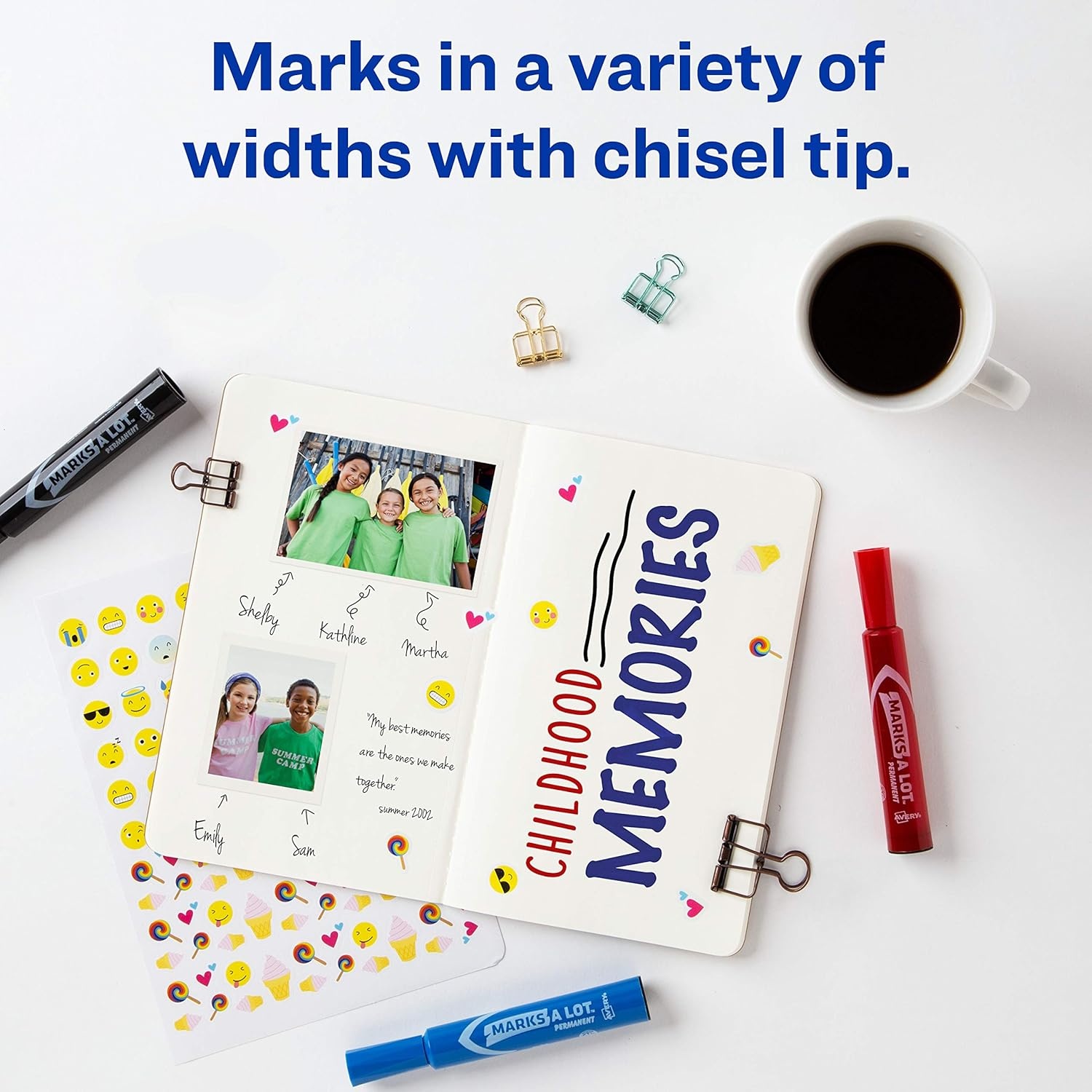 image:imageAvery MarksALot Permanent Markers Regular DeskStyle Size Chisel Tip Water and Wear Resistant 24 Assorted Markers 981874 markers