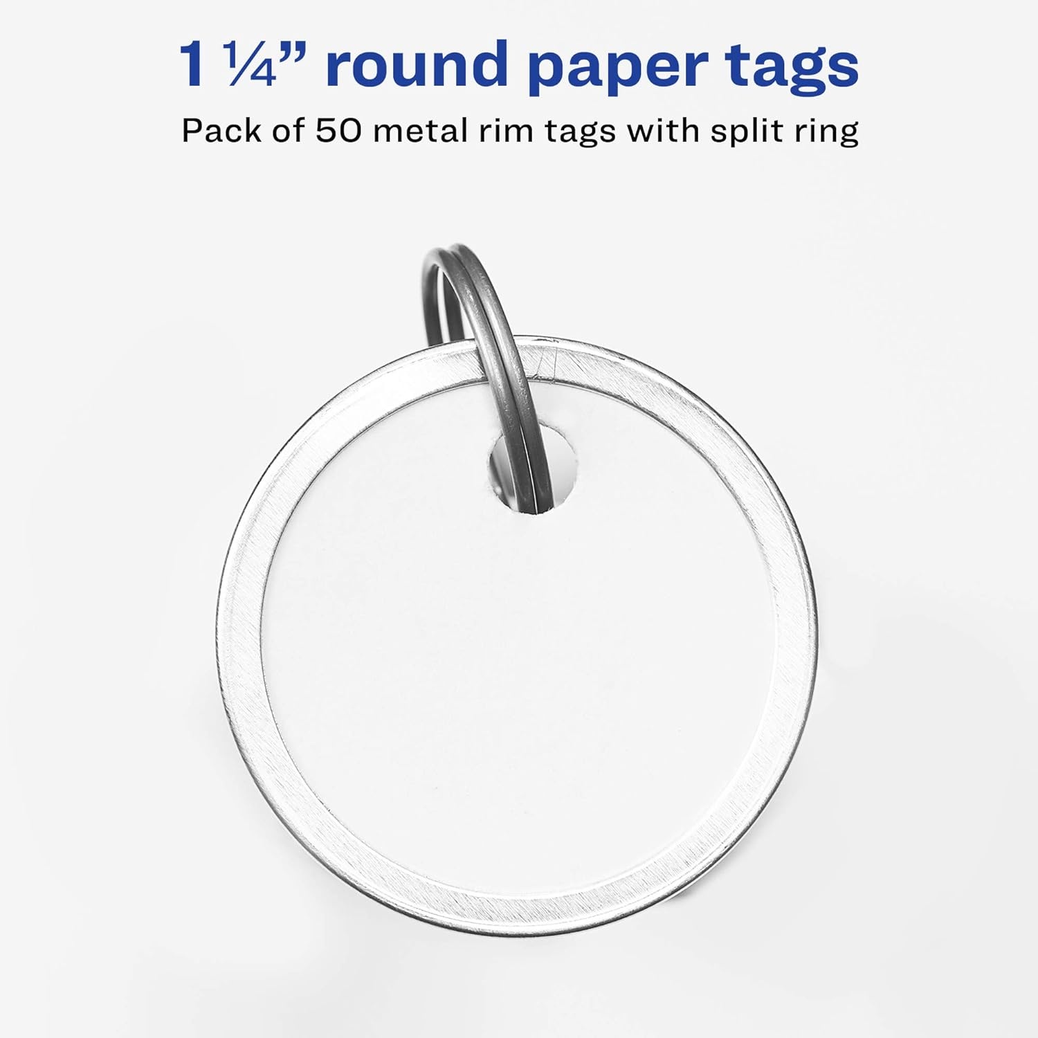 image:imageAvery Metal Rim Key Tags 125 Diameter Tag Metal Split Ring White 50 Tags 11025One Size Pack of 12