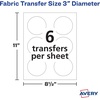 image:imageAvery Dark Transfer Paper for TShirts 3 Diameter Pre DieCut IronOn Circle Transfers PrinttotheEdge 3 Sheets of Heat Transfer Paper 18 Total 02232