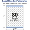 image:imageAvery Glossy Clear Round Labels Sure Feed Technology 075 Diameter 800 Glossy Clear Labels PrinttoTheEdge LaserInkjet Printable800 labels