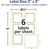 image:imageAvery Matte White Labels Metallic Gold Borders 3 x 3 Square Labels 60 Total LaserInkjet Printable 65420