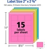 image:imageAvery Printable Labels Sure Feed Technology 2 x 258 Assorted Bright Colors Pink Blue Green Yellow and Orange Laser amp Inkjet Compatible 150 Blank Labels Total 43312 x 258