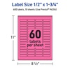 image:imageAvery Printable Rectangle Labels Sure Feed Technology 12 x 134 Bright Pink Labels PrinttoTheEdge LaserInkjet Printable 600 Total Great for Jars and More600 labels