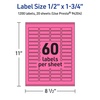 image:imageAvery Printable Rectangle Labels Sure Feed Technology 12 x 134 Bright Pink Labels PrinttoTheEdge LaserInkjet Printable 600 Total Great for Jars and More1 200 labels