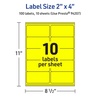 image:imageAvery Printable Rectangle Labels Sure Feed Technology 2 x 4 Neon Yellow Labels LaserInkjet Printable 100 Total Great for Mailing and Candles100 labels