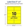 image:imageAvery Printable Rectangle Labels Sure Feed Technology 2 x 4 Neon Yellow Labels LaserInkjet Printable 100 Total Great for Mailing and Candles400 labels