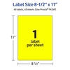 image:imageAvery Printable Sticker Paper 812 x 11 FullSheet Labels Neon Yellow Labels LaserInkjet Printable 20 Total Great for Packaging and Stickers40 labels