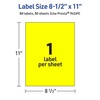 image:imageAvery Printable Sticker Paper 812 x 11 FullSheet Labels Neon Yellow Labels LaserInkjet Printable 20 Total Great for Packaging and Stickers80 labels