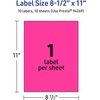 image:imageAvery Printable Sticker Paper 85 x 11 Matte White Repositionable Adhesive LaserInkjet Compatible 5 FullSize Label Sheets Great for Product Branding Cute Stickers Crafts and More 53202Neon Magenta