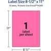 image:imageAvery Printable Sticker Paper 85 x 11 Matte White Repositionable Adhesive LaserInkjet Compatible 5 FullSize Label Sheets Great for Product Branding Cute Stickers Crafts and More 53202Bright Pink