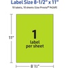 image:imageAvery Printable Sticker Paper 85 x 11 Matte White Repositionable Adhesive LaserInkjet Compatible 5 FullSize Label Sheets Great for Product Branding Cute Stickers Crafts and More 53202Bright Green