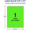 image:imageAvery Printable Sticker Paper 85 x 11 Matte White Repositionable Adhesive LaserInkjet Compatible 5 FullSize Label Sheets Great for Product Branding Cute Stickers Crafts and More 53202Neon Green