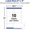 image:imageAvery Shipping Labels Sure Feed and Easy Peel Technology Glossy White Labels 2 x 4 Permanent Adhesive LaserInkjet 250 Total 6528One Size