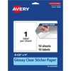 image:imageAvery Glossy Clear Sticker Paper 85 x 11 10 Glossy Clear Labels LaserInkjet Printable Great for Product Merchandising Weddings and Mailing10 labels