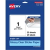 image:imageAvery Glossy Clear Sticker Paper 85 x 11 10 Glossy Clear Labels LaserInkjet Printable Great for Product Merchandising Weddings and Mailing25 labels