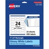 image:imageAvery Glossy White Rectangle Labels Sure Feed Technology 1 x 2 240 Glossy White Labels PrinttoTheEdge Permanent Adhesive LaserInkjet Printable600 labels