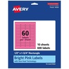 image:imageAvery Printable Rectangle Labels Sure Feed Technology 12 x 134 Bright Pink Labels PrinttoTheEdge LaserInkjet Printable 600 Total Great for Jars and More600 labels