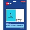 image:imageAvery Printable Sticker Paper 85 x 11 Matte White Repositionable Adhesive LaserInkjet Compatible 5 FullSize Label Sheets Great for Product Branding Cute Stickers Crafts and More 53202Bright Blue