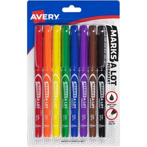 image:imageAVERY Dual Tip Markers  Fine Tip and Chisel Tip QuickDrying WaterBased Black Ideal for Planners and Journals 3PackAssorted