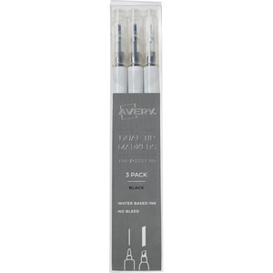 image:imageAVERY Dual Tip Markers  Fine Tip and Chisel Tip QuickDrying WaterBased Black Ideal for Planners and Journals 3PackBlack
