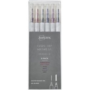 image:imageAVERY Dual Tip Markers  Fine Tip and Chisel Tip QuickDrying WaterBased Black Ideal for Planners and Journals 3PackNeutral