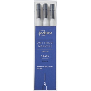 image:imageAVERY Wet Erase Markers Fine Tip SmudgeFree and QuickDrying Black WaterErasable for Planner Dashboards Whiteboards and More 3Pack