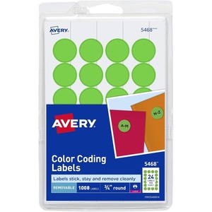 image:imageAvery Colored Dot Stickers Removable Print or Write Circle Labels 34 Inch 1008 Neon Green Round Stickers 54681