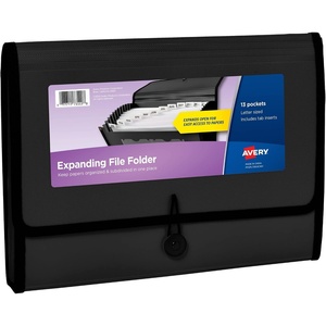 image:imageAvery Expanding File Folder Organizer 13Pocket Accordion File Organizer Black Holds 425 LetterA4Size Sheets 735530