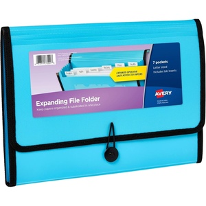 image:imageAvery Expanding File Folder Organizer 7Pocket Accordion File Organizer Black Holds 425 LetterA4Size Sheets 73550Aqua