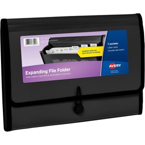 image:imageAvery Expanding File Folder Organizer 7Pocket Accordion File Organizer Black Holds 425 LetterA4Size Sheets 73550Black