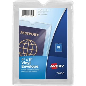 image:imageAvery File Envelopes 4 x 6 Passport Holder Holds up to 30 Sheets 10 Clear Vinyl Envelopes 74806