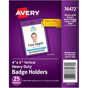 image:imageAvery Heavy Duty Badge Holders 4 x 3 25 Vertical ID Badge Holders 7447225