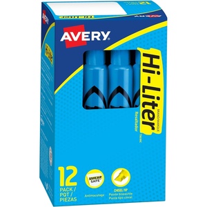 image:imageAvery HiLiter DeskStyle Highlighters Smear Safe Ink Chisel Tip 12 Fluorescent Blue Highlighters 240161 Count Pack of 1