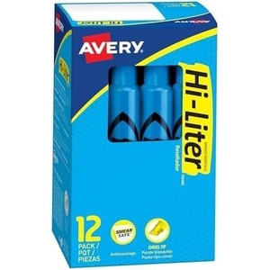image:imageAvery HiLiter DeskStyle Highlighters Smear Safe Ink Chisel Tip 12 Fluorescent Blue Highlighters 240161 Count Pack of 12
