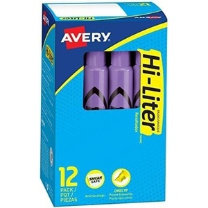 image:imageAvery HiLiter DeskStyle Highlighters Smear Safe Ink Chisel Tip 12 Fluorescent Purple Highlighters 2406012 Count Pack of 12