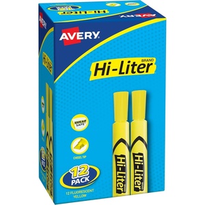 image:imageAvery HiLiter DeskStyle Highlighters Smear Safe Ink Chisel Tip 12 Yellow Highlighters 980351 Count Pack of 1