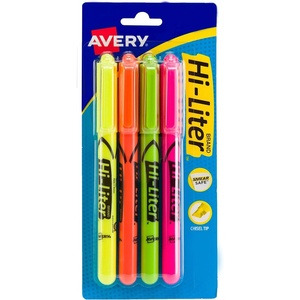 image:imageAvery HiLiter PenStyle Highlighters Smear Safe Ink Chisel Tip 6 Assorted Color Highlighters 235854 Count Pack of 1