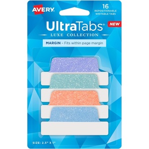 image:imageAvery Margin Ultra Tabs 25 x 1 Pastel Sparkle Shimmer Designs 16 Repositionable Page Tabs 74150