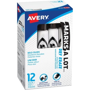 image:imageAvery Marks A Lot Dry Erase Markers Low Odor Chisel Tip 12 Black Whiteboard Markers for Classroom and School Supplies Office Supplies and More 24408Black