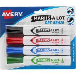 image:imageAvery Marks A Lot Dry Erase Markers Low Odor White Board Markers with Chisel Tip 4 Assorted Colors 24409