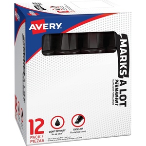 image:imageAvery Marks A Lot Jumbo Chisel Tip Marker DeskStyle Size Water and Wear Resistant 12 Black Markers 24148