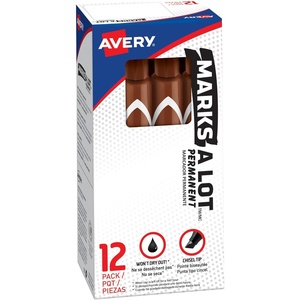 image:imageAvery MarksALot Permanent Markers Large DeskStyle Size Chisel Tip Water and Wear Resistant 12 Brown Markers 0888112 Count Pack of 12