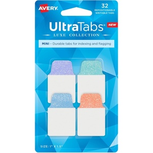 image:imageAvery Mini Ultra Tabs 1 x 15 Pastel Sparkle Shimmer Designs 32 Repositionable Page Tabs 74149
