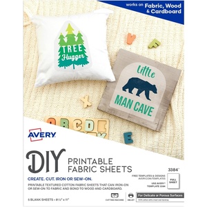image:imageAvery Printable Fabric Sheets 85 x 11 Inkjet Printer 5 Iron On Transfer Sheets 3384Pack of 5