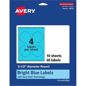 image:imageAvery Printable Round Labels Sure Feed Technology 312 Diameter Bright Blue Labels PrinttoTheEdge LaserInkjet Printable 80 Total Great for Packaging and Candles40 labels