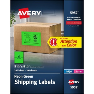 image:imageAvery Printable Shipping Labels 512 x 812 Neon Green Laser amp Inkjet Compatible 200 Blank Labels Total Great for Branding Mailing Organizing and More 5952Neon Green