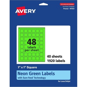 image:imageAvery Printable Square Labels Sure Feed Technology 1 x 1 Neon Green Labels PrinttoTheEdge LaserInkjet Printable 480 Total Great for Soaps and QR Codes1 920 labels