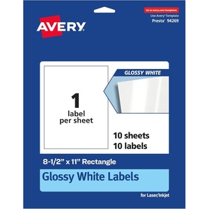 image:imageAvery Printable Sticker Paper 85 x 11 Matte White Repositionable Adhesive LaserInkjet Compatible 5 FullSize Label Sheets Great for Product Branding Cute Stickers Crafts and More 53202White