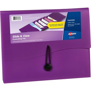 image:imageAvery Slide amp View Expanding File Folder 6 Pockets Letter Size 1 Sage Folder 735460