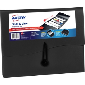 image:imageAvery Slide amp View Expanding File Folder 6 Pockets Letter Size 1 Sage Folder 73546Black